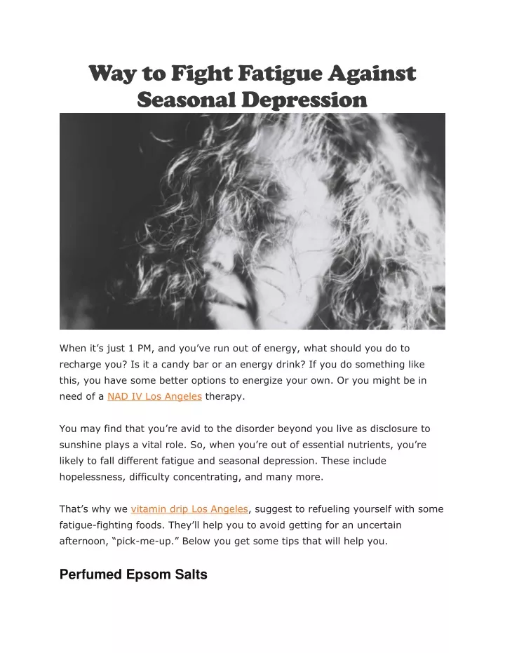 way to fight fatigue against seasonal depression