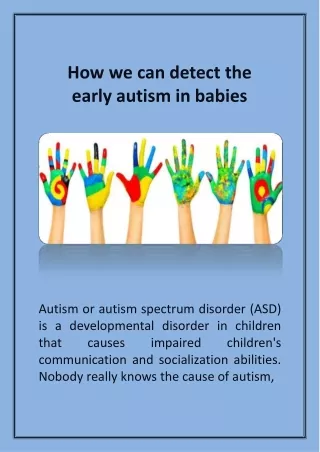 how we can detect the early autism in babies