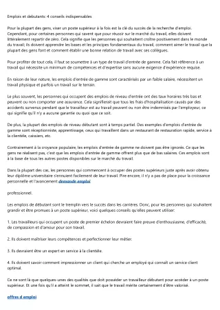 emplois et debutants 4 conseils indispensables