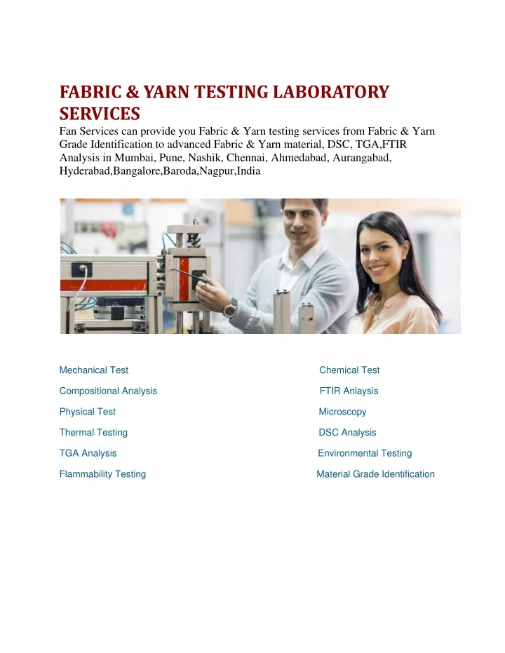 fabric yarn testing laboratory services