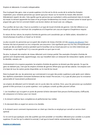emplois et debutants 4 conseils indispensables