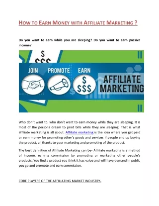 How to Earn Money with Affiliate Marketing?