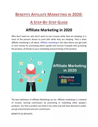Benefits Affiliate Marketing in 2020: A Step-By-Step Guide