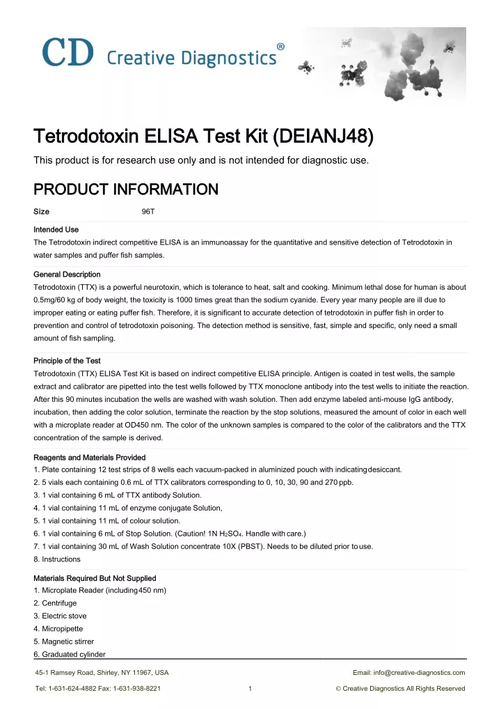 tetrodotoxin elisa test kit deianj48 tetrodotoxin
