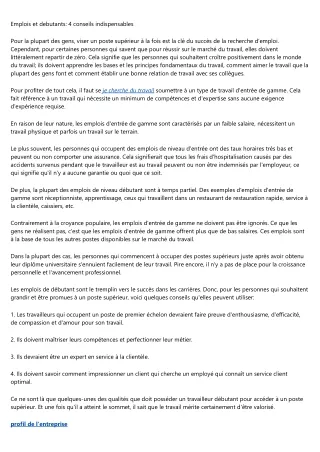 emplois et debutants 4 conseils indispensables