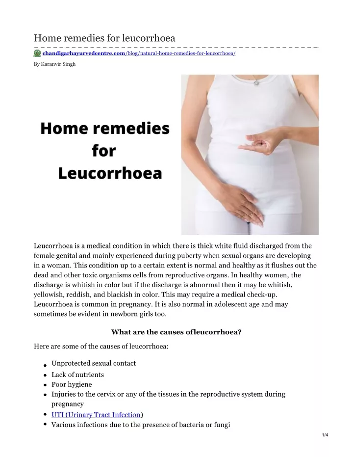 home remedies for leucorrhoea