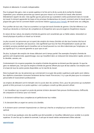 emplois et debutants 4 conseils indispensables
