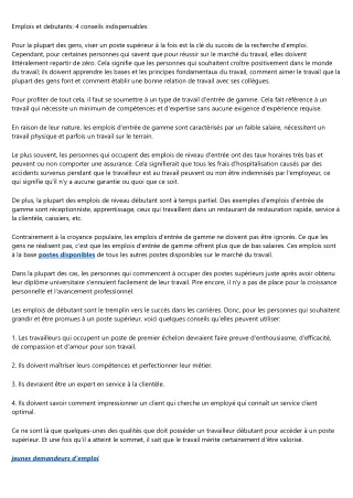 emplois et debutants 4 conseils indispensables