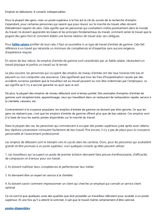 emplois et debutants 4 conseils indispensables