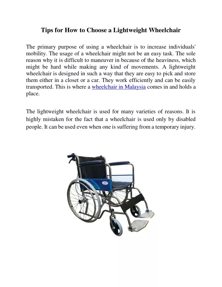 tips for how to choose a lightweight wheelchair