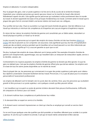 emplois et debutants 4 conseils indispensables