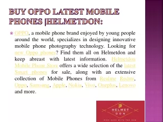 Buy Oppo Latest Mobile Phones |Helmetdon: