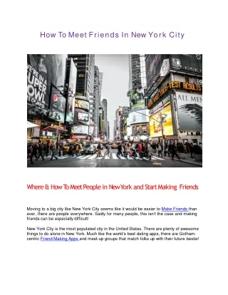 How To Meet Friends In New York City