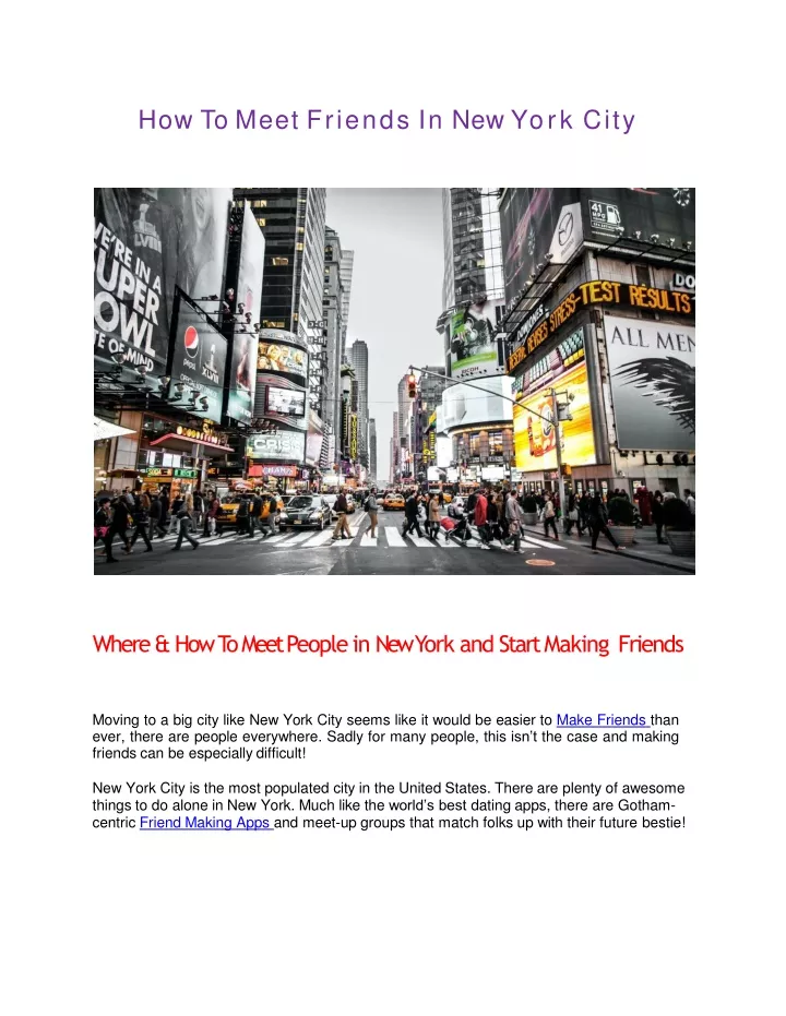 how to meet friends in new york city