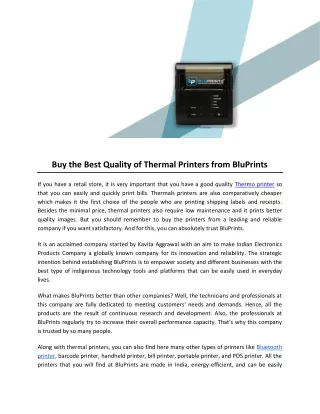 Buy the Best Quality of Thermal Printers from BluPrints