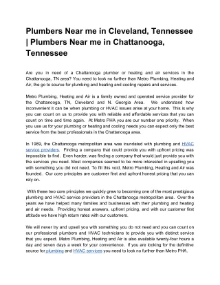 Plumbers Near me in Cleveland, Tennessee | Plumbers Near me in Chattanooga, Tennessee