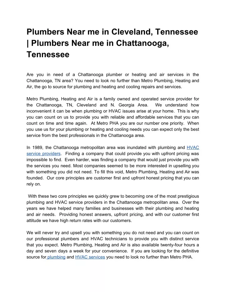 plumbers near me in cleveland tennessee plumbers