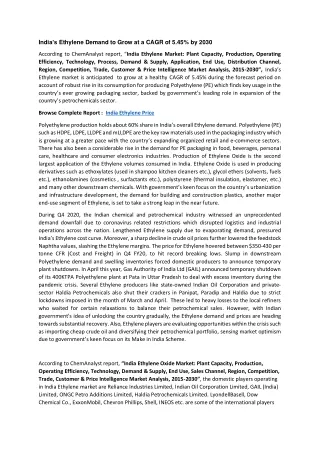 india s ethylene demand to grow at a cagr