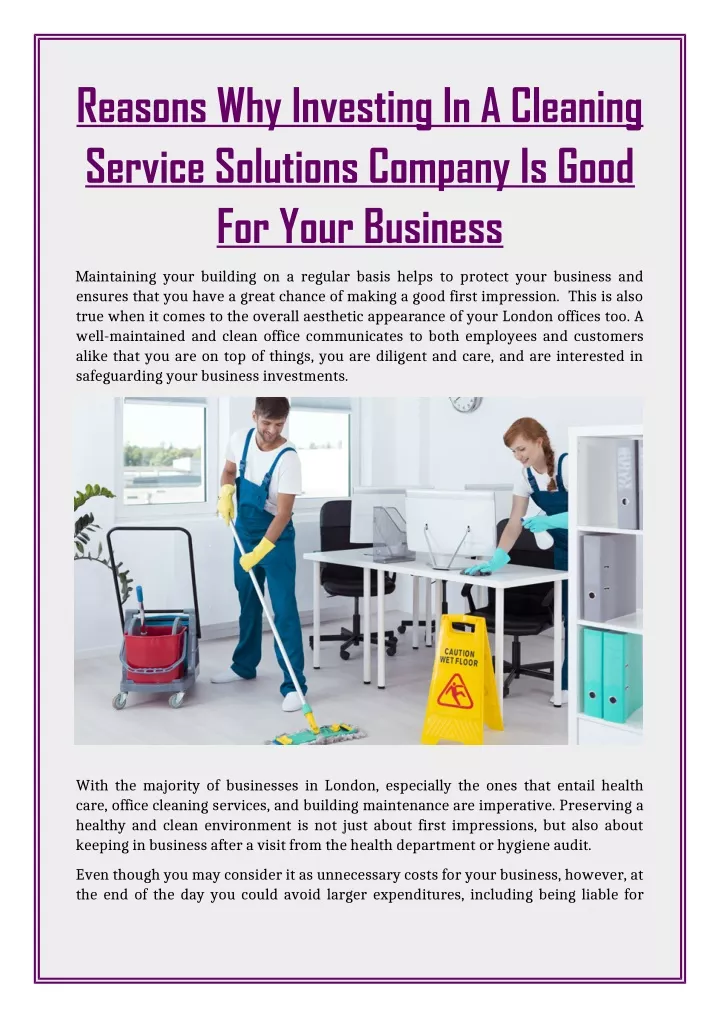 reasons why investing in a cleaning service