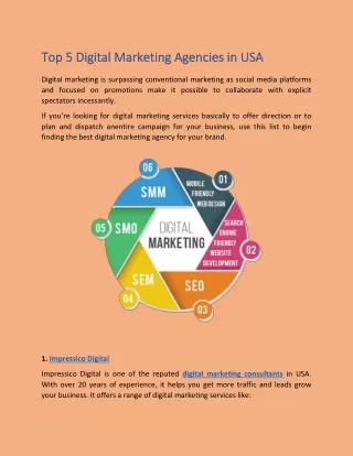 Top 5 Digital Marketing Agencies in USA