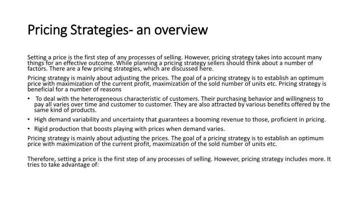pricing strategies an overview