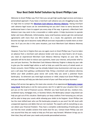 your best debt relief solution by grant phillips