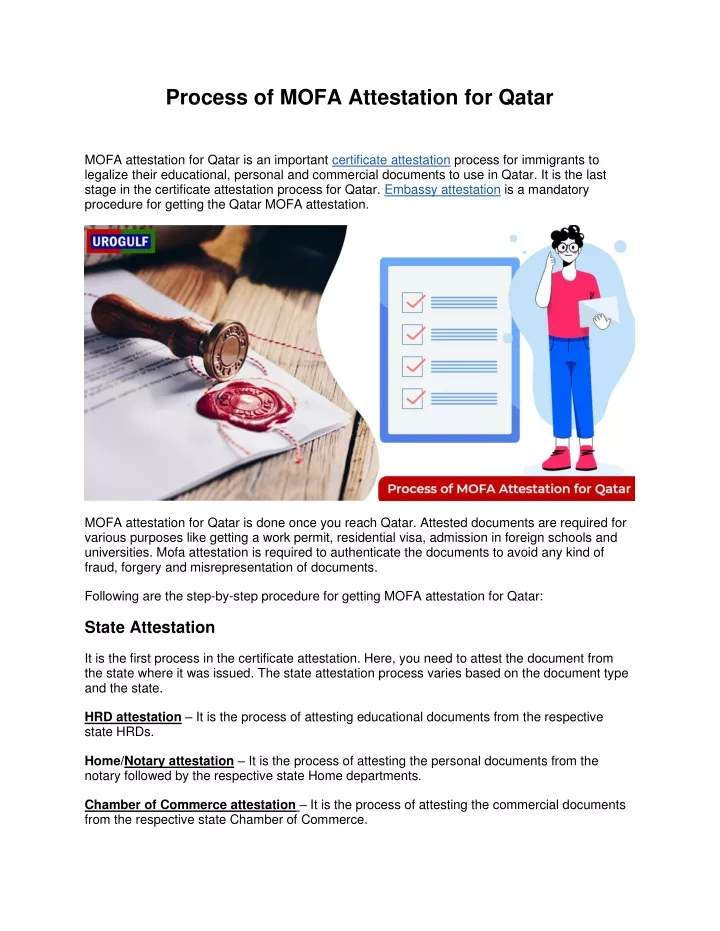 process of mofa attestation for qatar