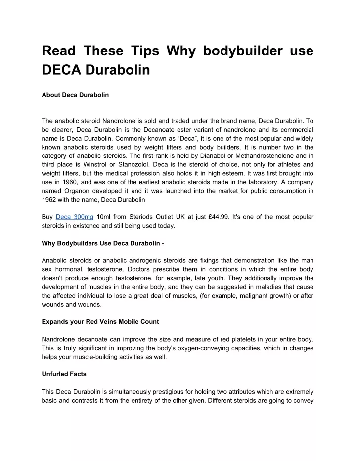 read these tips why bodybuilder use deca durabolin