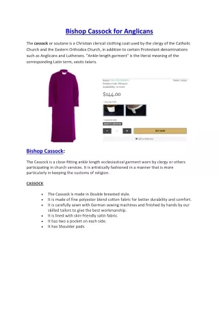 bishop cassock for anglicans