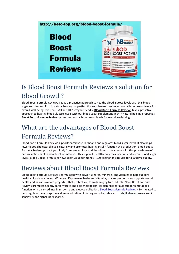 is blood boost formula reviews a solution