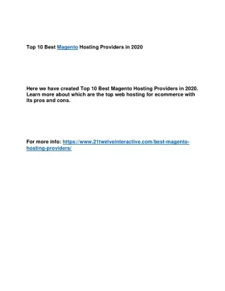 top 10 best magento hosting providers in 2020