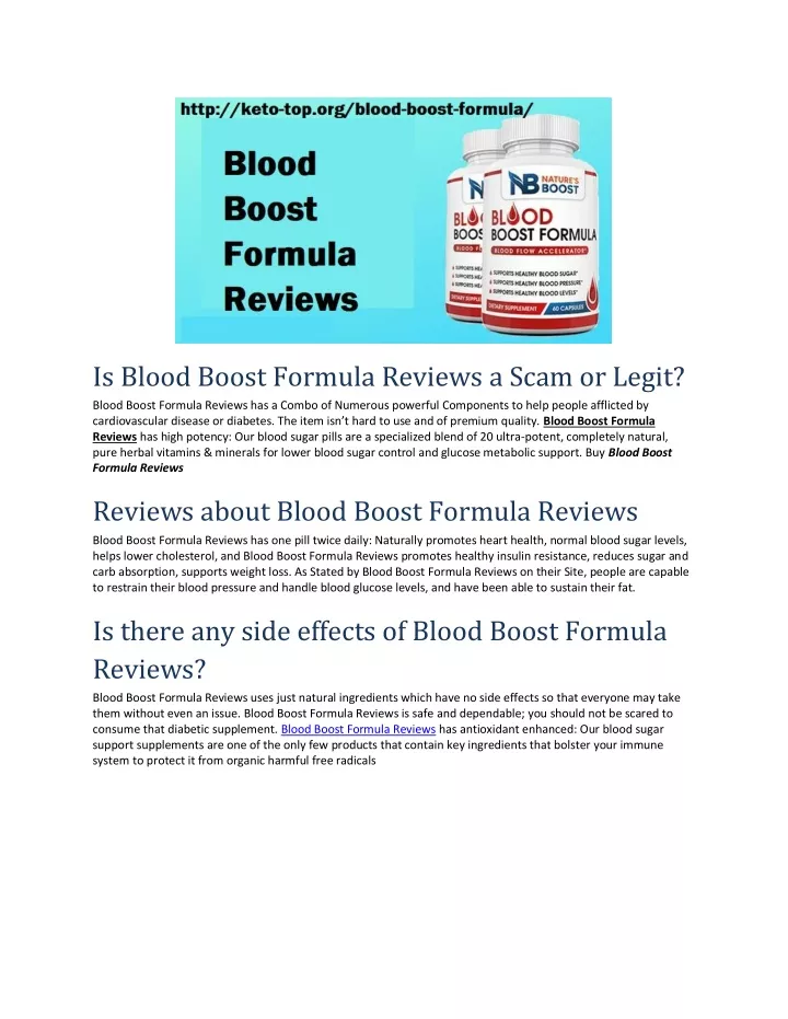 is blood boost formula reviews a scam or legit