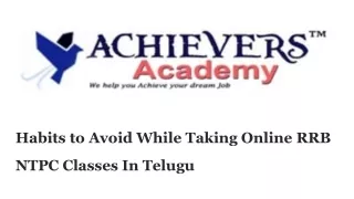 Habits to Avoid While Taking Online RRB NTPC Classes In Telugu