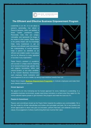 The Efficient and Effective Business Empowerment Program