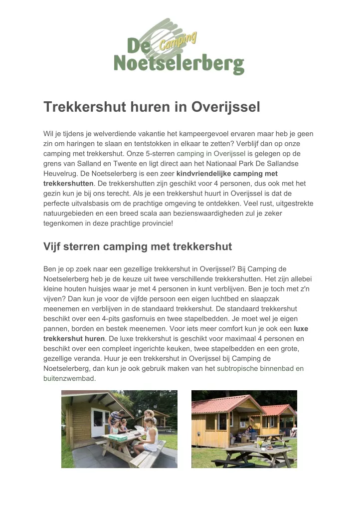 trekkershut huren in overijssel