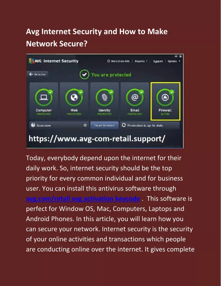 avg internet security and how to make network