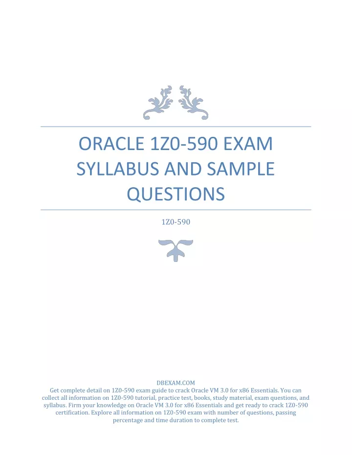 oracle 1z0 590 exam syllabus and sample questions