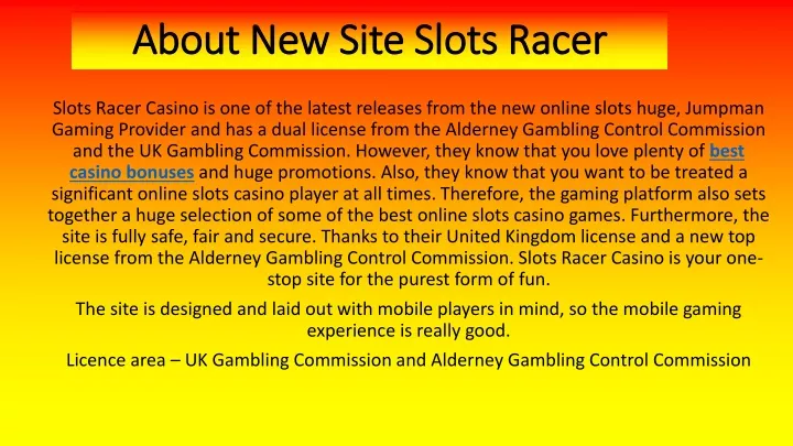 about new site slots racer