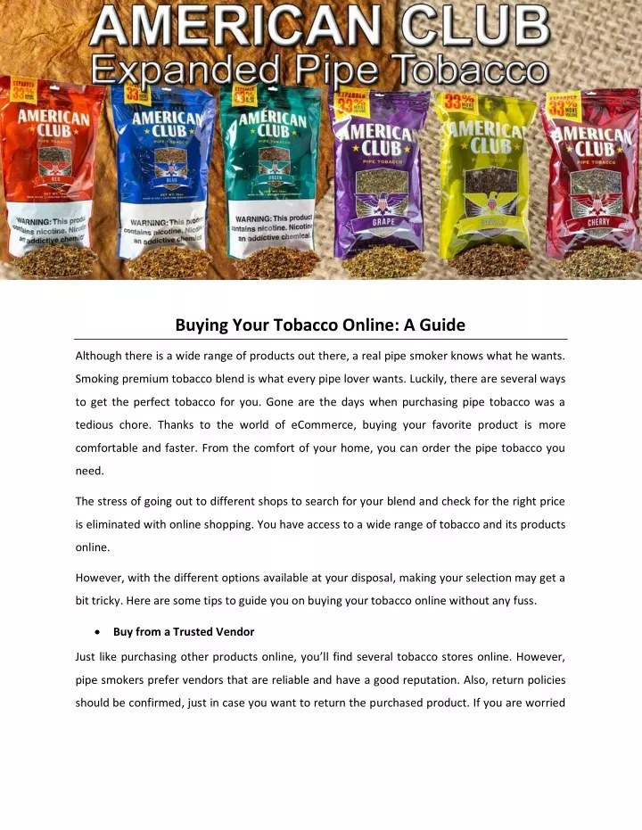 buying your tobacco online a guide