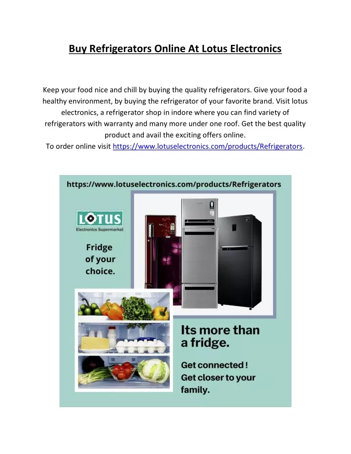 buy refrigerators online at lotus electronics