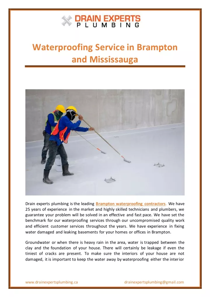 waterproofing service in brampton and mississauga