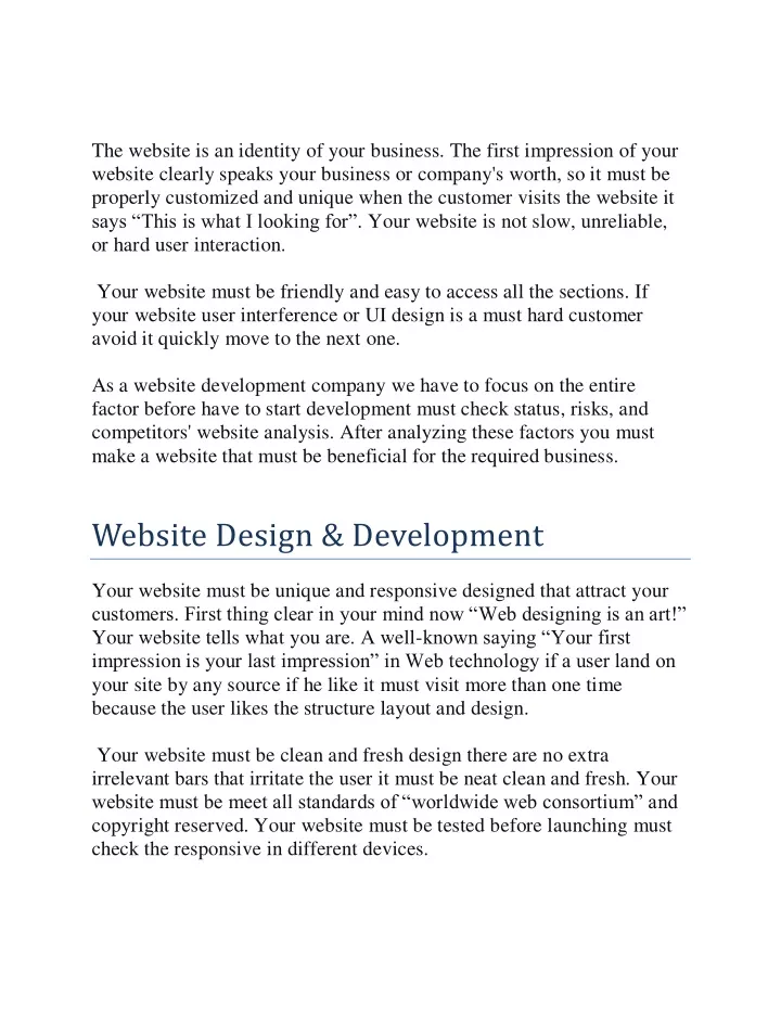 the website is an identity of your business