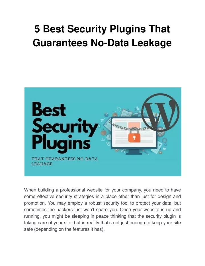 5 best security plugins that guarantees no data leakage