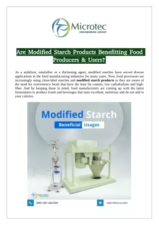 Are Modified Starch Products Benefitting Food Producers & Users?