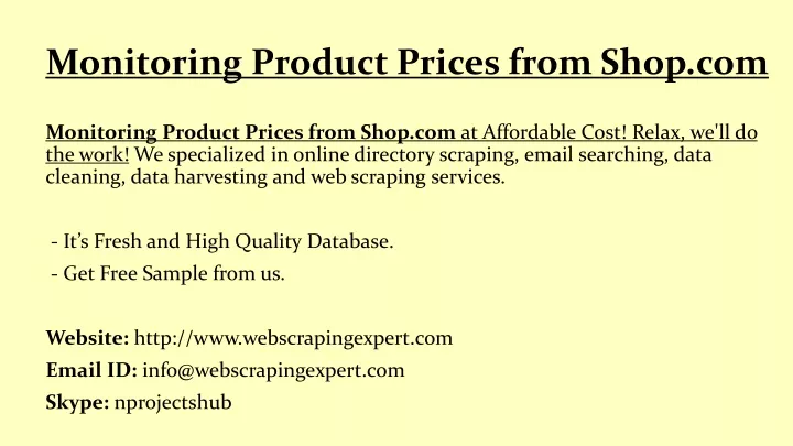 monitoring product prices from shop com