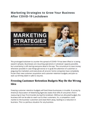 marketing strategies to grow your business after