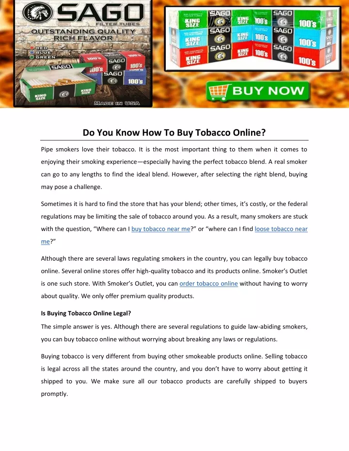 do you know how to buy tobacco online