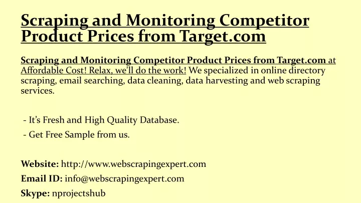 scraping and monitoring competitor product prices from target com