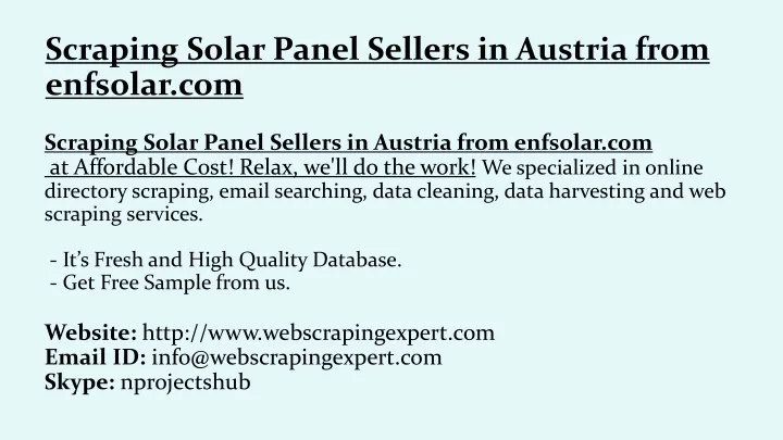 scraping solar panel sellers in austria from
