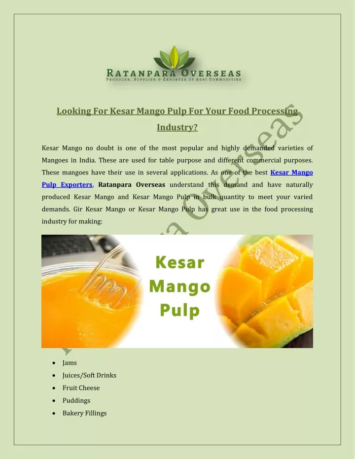 looking for kesar mango pulp for your food